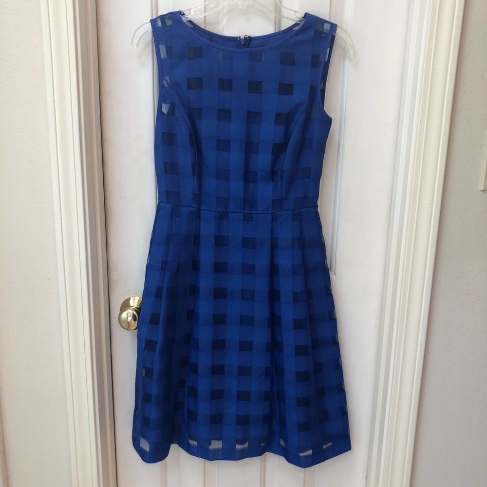 Ellen Tracy dress, royal blue, fitted waist, Sz 2